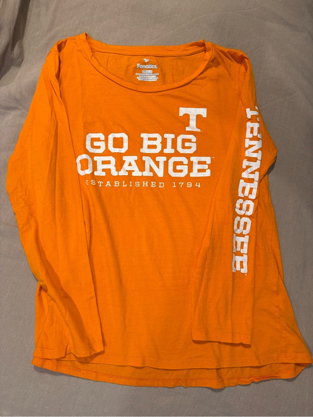 Fanatics Women’s XL Tennessee Volunteers Long Sleeve Shirt Orange "Go Big Orange